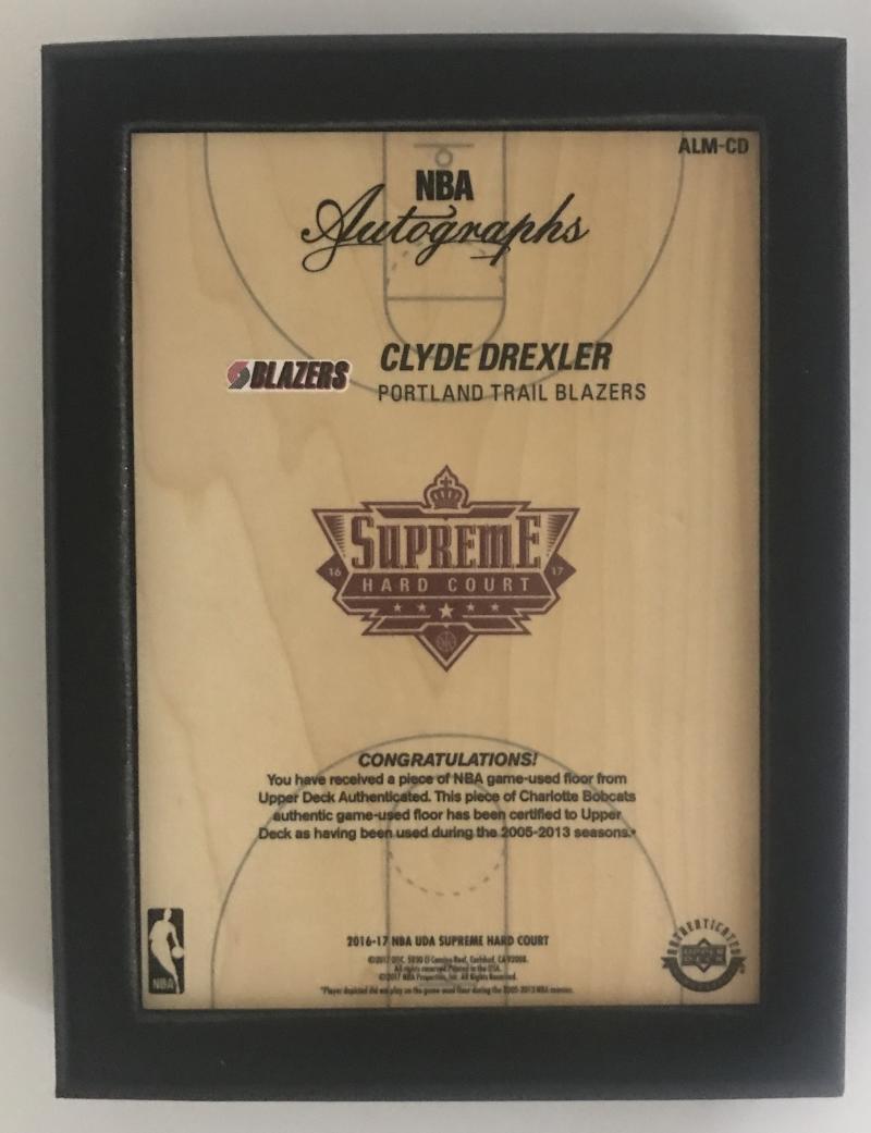 2016-17 Upper Deck Supreme Hard Court 5"x7" Clyde Drexler 41/99 Autograph