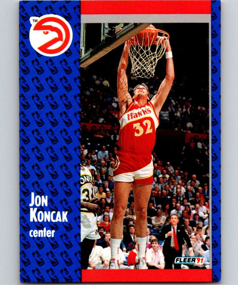 1991-92 Fleer #2 Jon Koncak Hawks NBA Basketball Image 1
