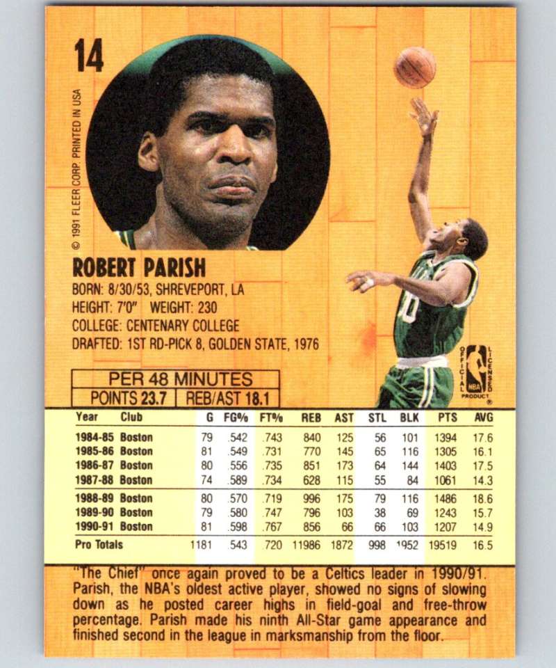 1991-92 Fleer #14 Robert Parish Celtics NBA Basketball