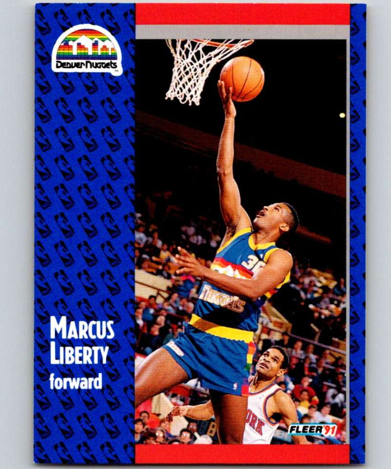 1991-92 Fleer #50 Marcus Liberty Nuggets NBA Basketball Image 1