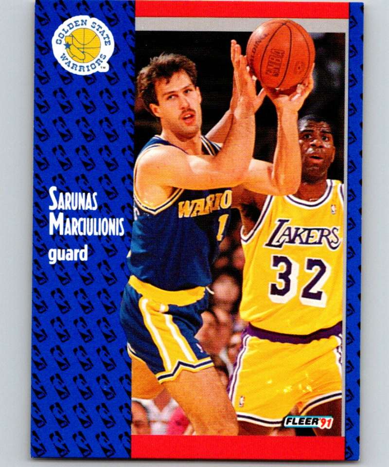 1991-92 Fleer #68 Sarunas Marciulionis Warriors NBA Basketball Image 1
