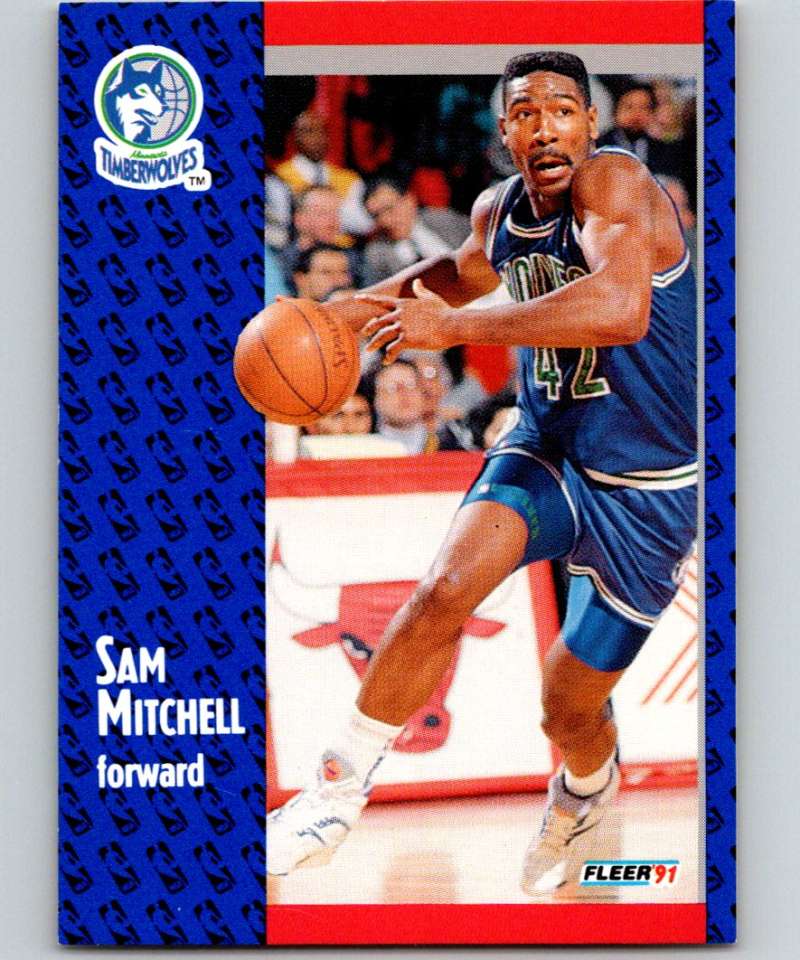 1991-92 Fleer #123 Sam Mitchell Timberwolves NBA Basketball Image 1