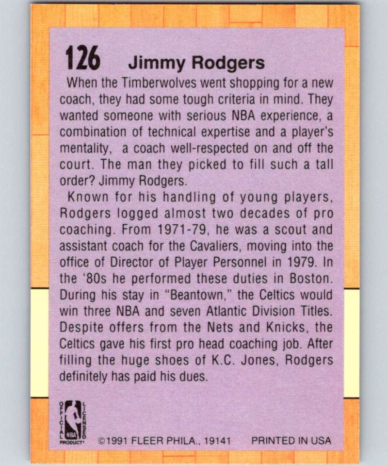 1991-92 Fleer #126 Jimmy Rodgers Timberwolves CO NBA Basketball