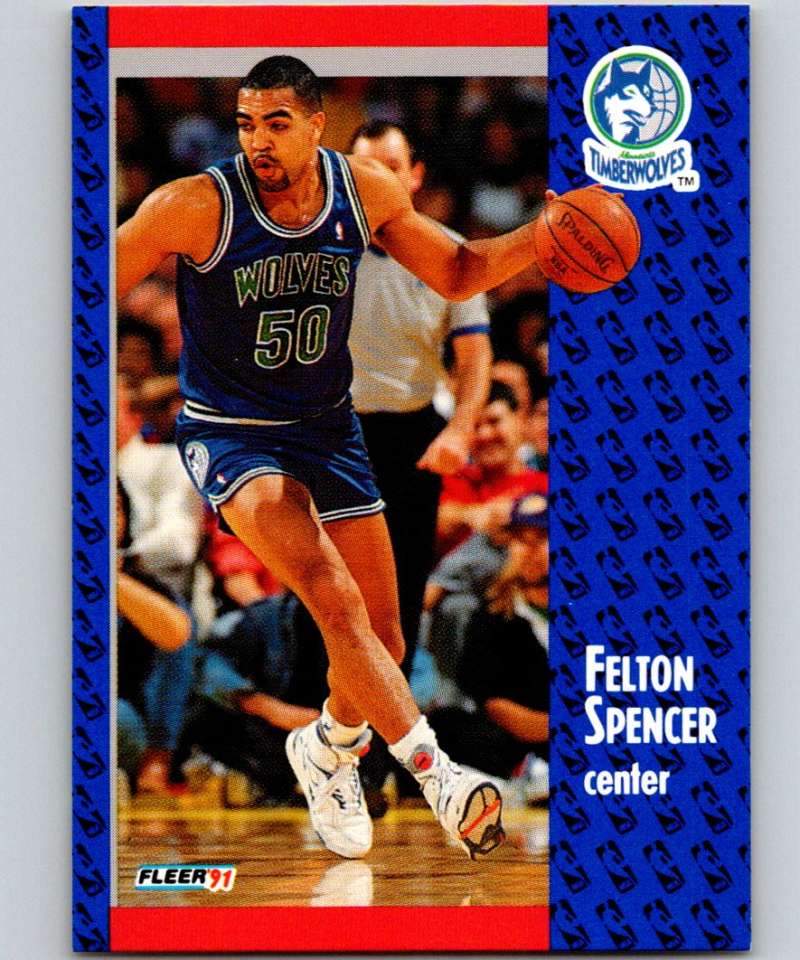 1991-92 Fleer #127 Felton Spencer Timberwolves NBA Basketball Image 1