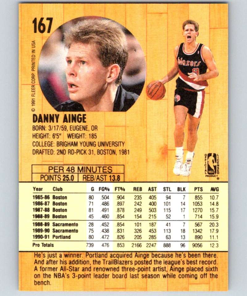 1991-92 Fleer #167 Danny Ainge Blazers NBA Basketball