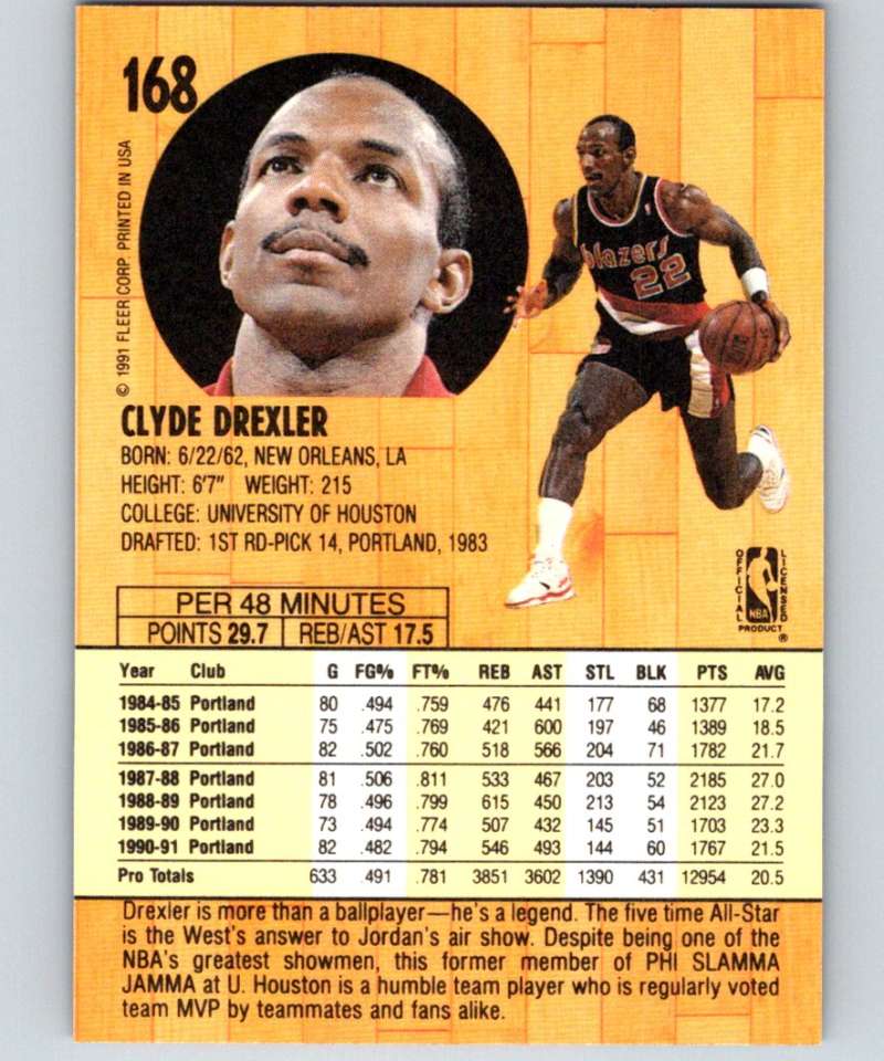 1991-92 Fleer #168 Clyde Drexler Blazers NBA Basketball