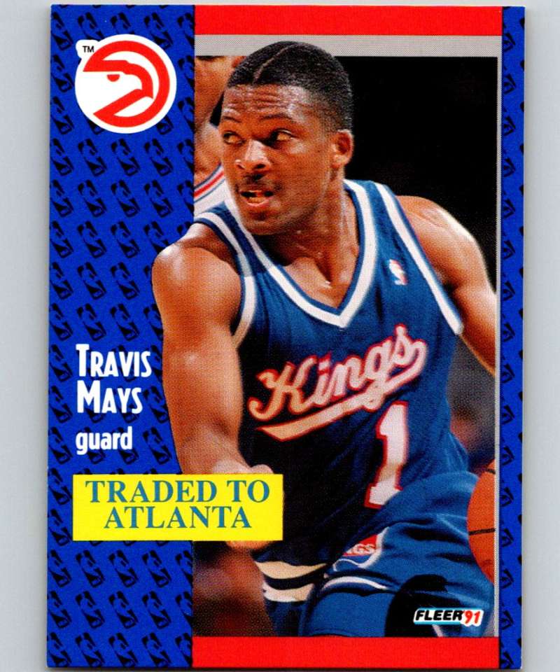 1991-92 Fleer #177 Travis Mays Sac Kings NBA Basketball Image 1