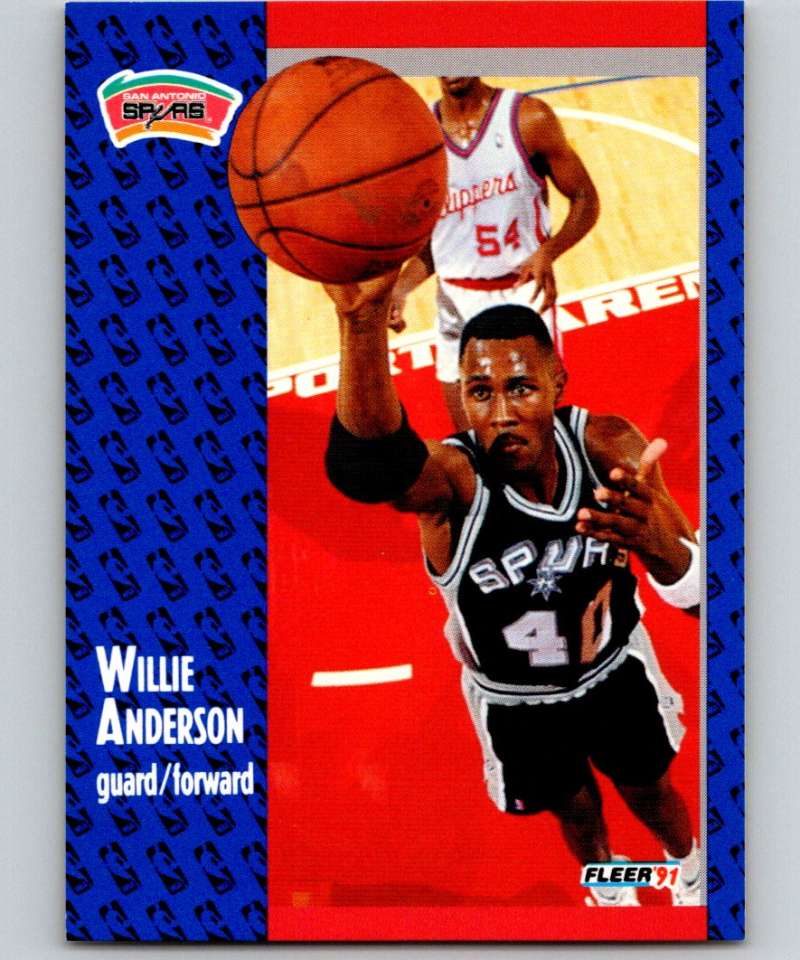 1991-92 Fleer #182 Willie Anderson Spurs NBA Basketball Image 1