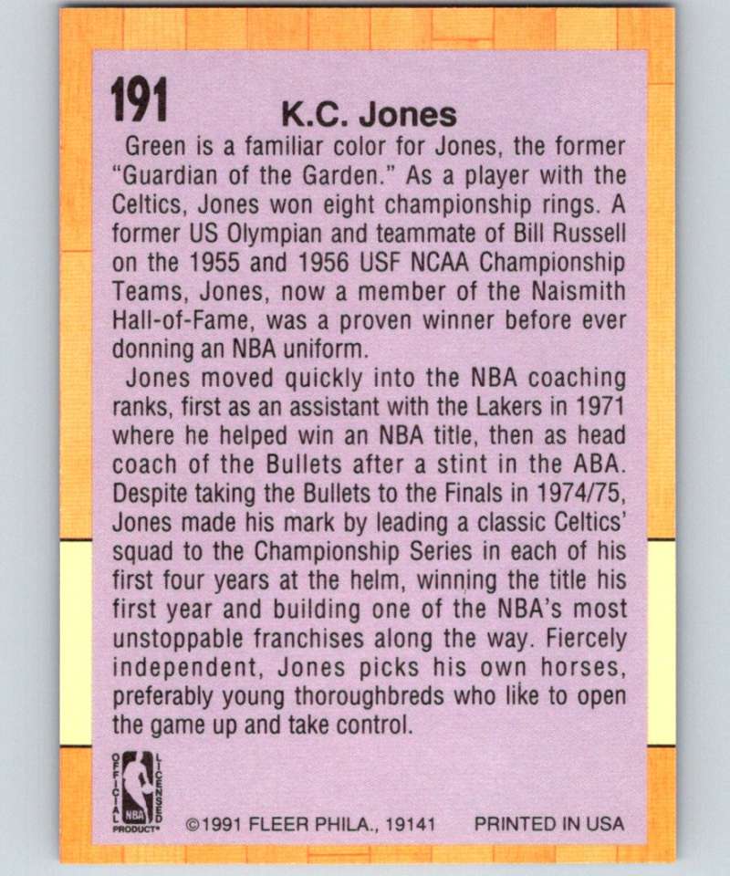 1991-92 Fleer #191 K.C. Jones CO NBA Basketball