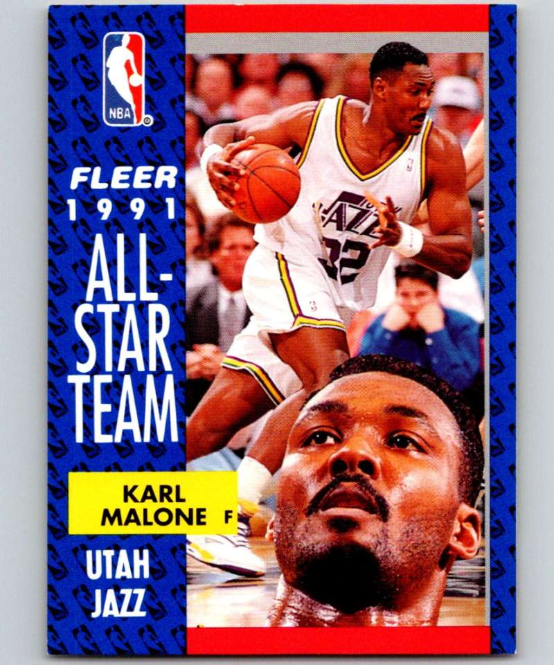 1991-92 Fleer #219 Karl Malone Jazz AS NBA Basketball Image 1