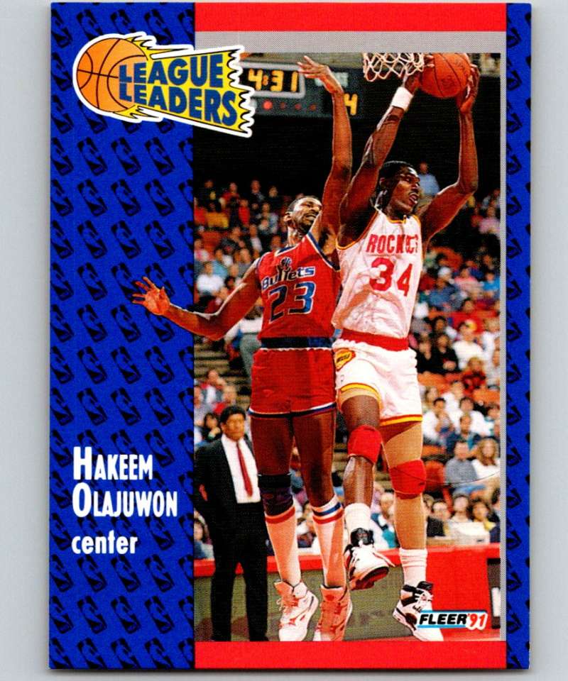 1991-92 Fleer #223 Hakeem Olajuwon Rockets LL NBA Basketball Image 1