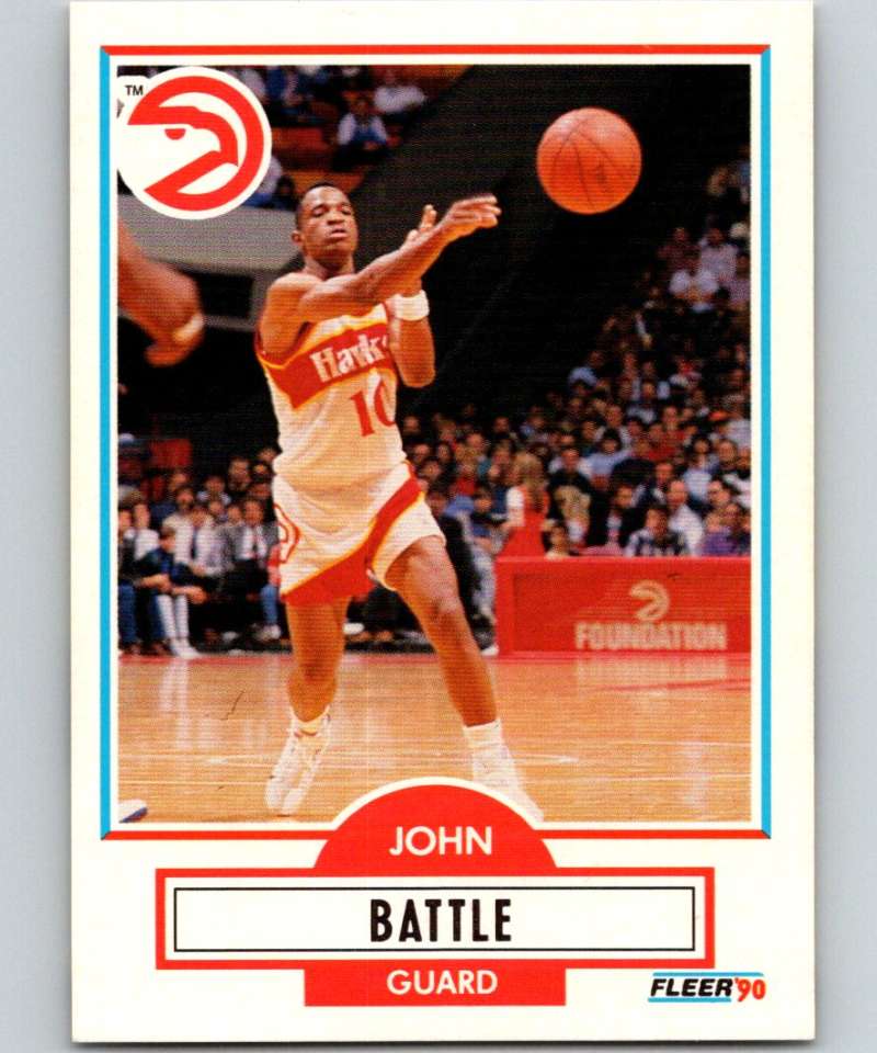 1990-91 Fleer #1 John Battle Hawks UER NBA Basketball Image 1