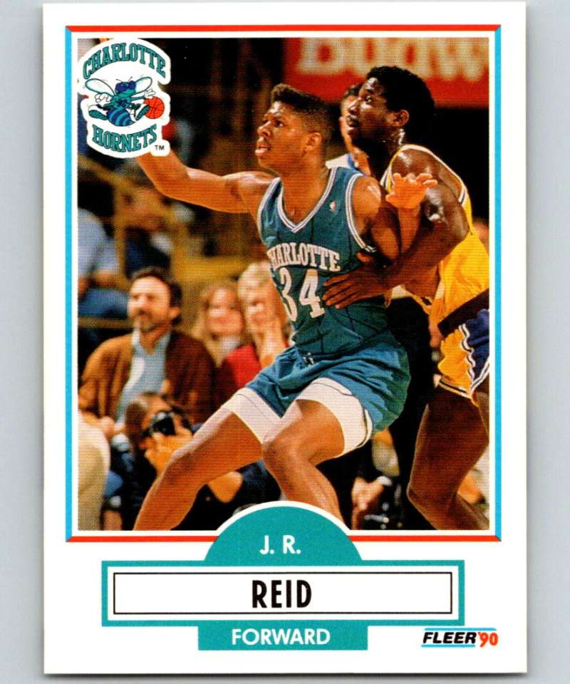 1990-91 Fleer #20 J.R. Reid RC Rookie Hornets NBA Basketball Image 1