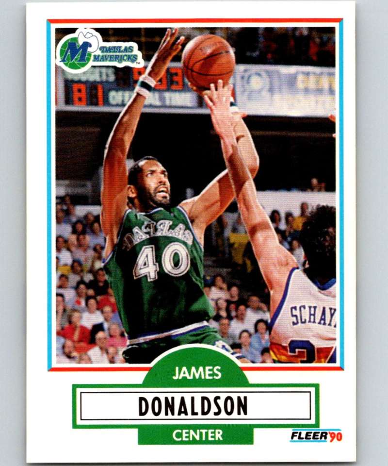 1990-91 Fleer #41 James Donaldson Mavericks UER NBA Basketball Image 1