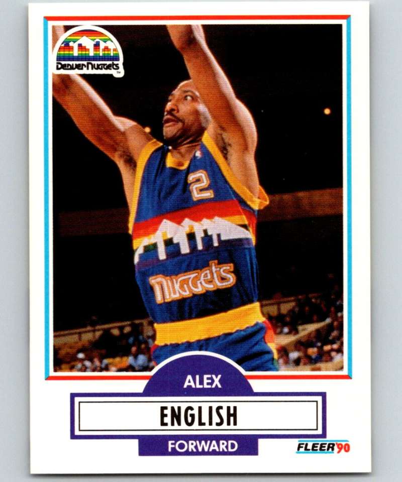 1990-91 Fleer #48 Alex English Nuggets UER NBA Basketball Image 1