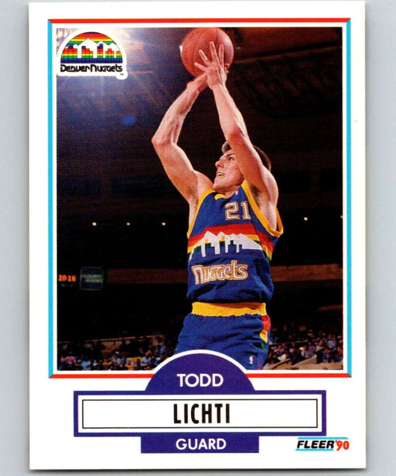 1990-91 Fleer #51 Todd Lichti RC Rookie Nuggets NBA Basketball Image 1