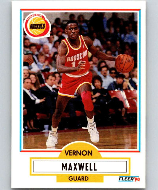 1990-91 Fleer #72 Vernon Maxwell Rockets NBA Basketball Image 1