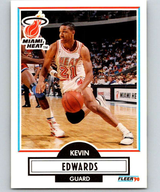 1990-91 Fleer #99 Kevin Edwards Heat NBA Basketball Image 1
