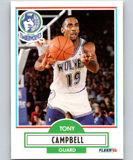 1990-91 Fleer #112 Tony Campbell Timberwolves NBA Basketball Image 1