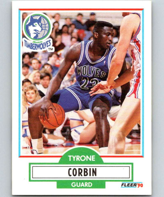 1990-91 Fleer #113 Tyrone Corbin Timberwolves NBA Basketball Image 1