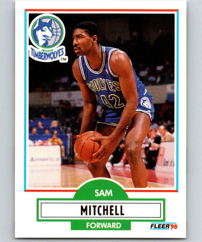 1990-91 Fleer #114 Sam Mitchell RC Rookie Timberwolves NBA Basketball Image 1