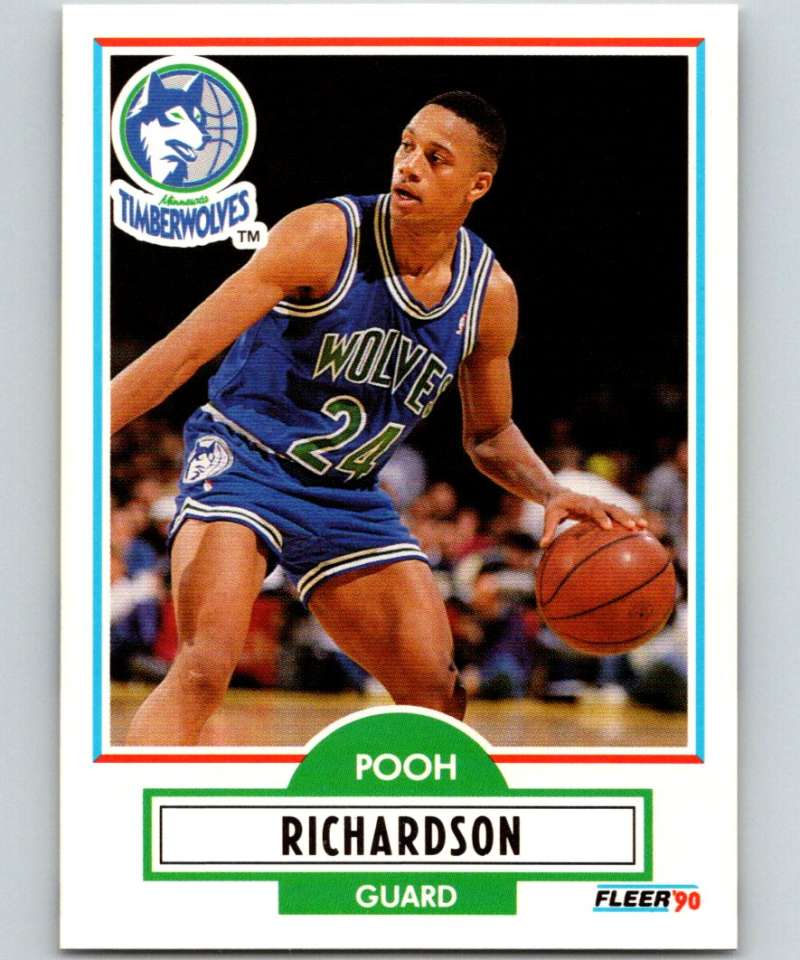 1990-91 Fleer #116 Pooh Richardson RC Rookie Timberwolves NBA Basketball Image 1