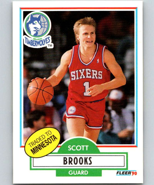 1990-91 Fleer #140 Scott Brooks Timberwolves UER NBA Basketball Image 1