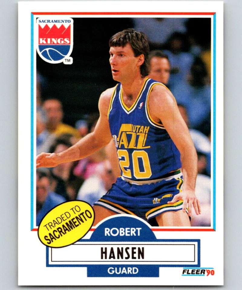 1990-91 Fleer #186 Bobby Hansen Sac Kings NBA Basketball Image 1