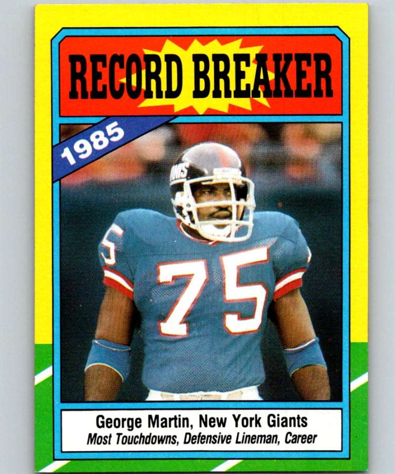 1986 Topps #5 George Martin NY Giants RB NFL Football Image 1