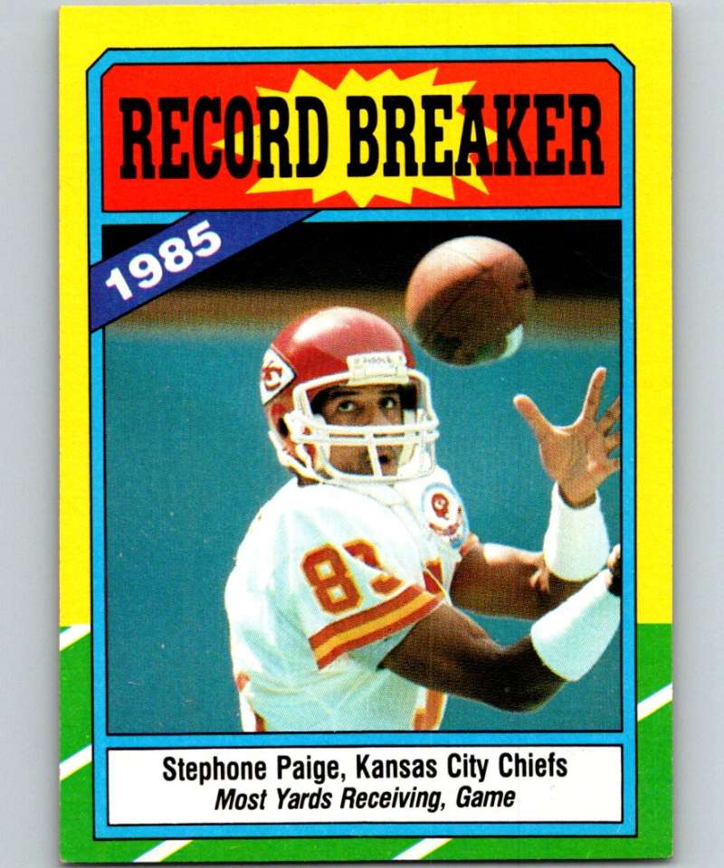 1986 Topps #6 Stephone Paige Chiefs RB NFL Football
