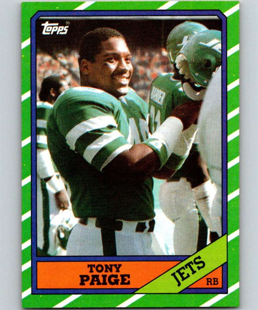 1986 Topps #97 Tony Paige RC Rookie NY Jets NFL Football Image 1