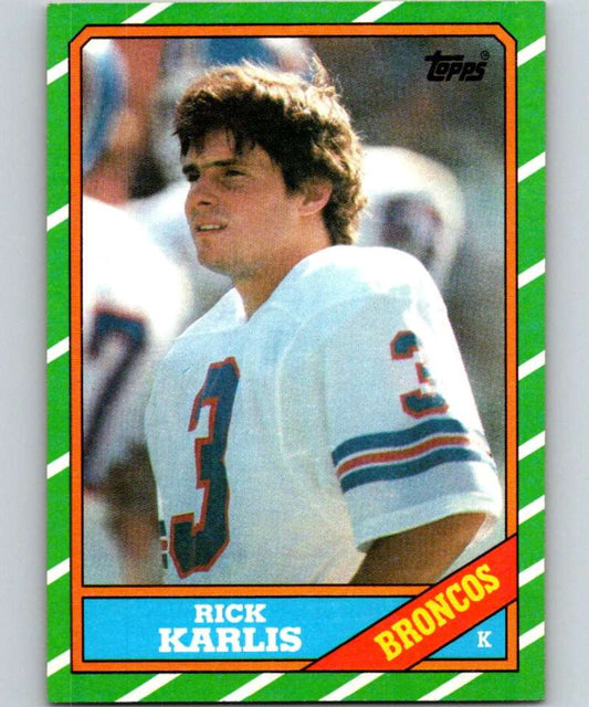 1986 Topps #117 Rich Karlis Broncos UER NFL Football Image 1