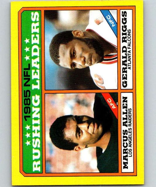 1986 Topps #227 Marcus Allen/Gerald Riggs Rushing Leaders LL NFL Football Image 1