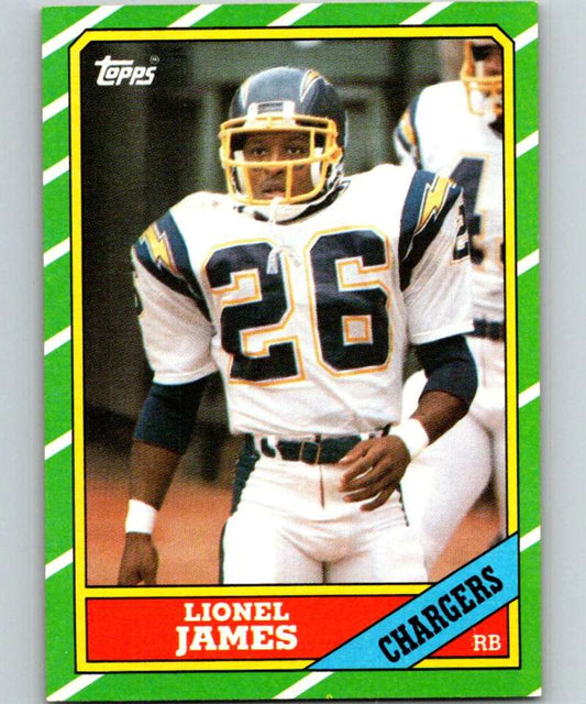 1986 Topps #232 Lionel James Chargers NFL Football Image 1
