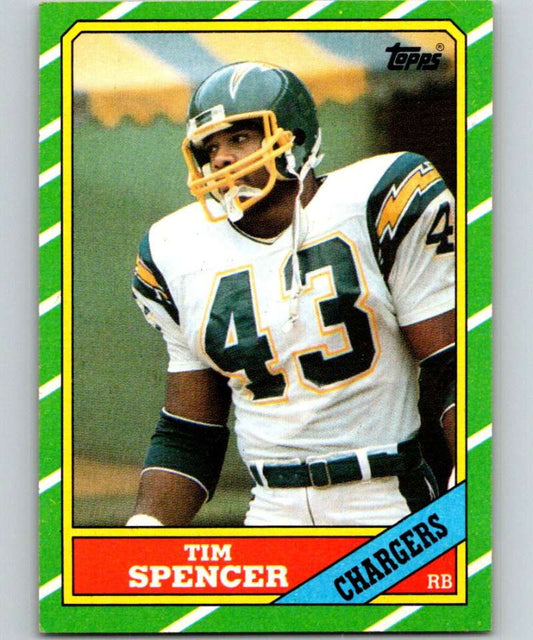 1986 Topps #234 Tim Spencer RC Rookie Chargers NFL Football