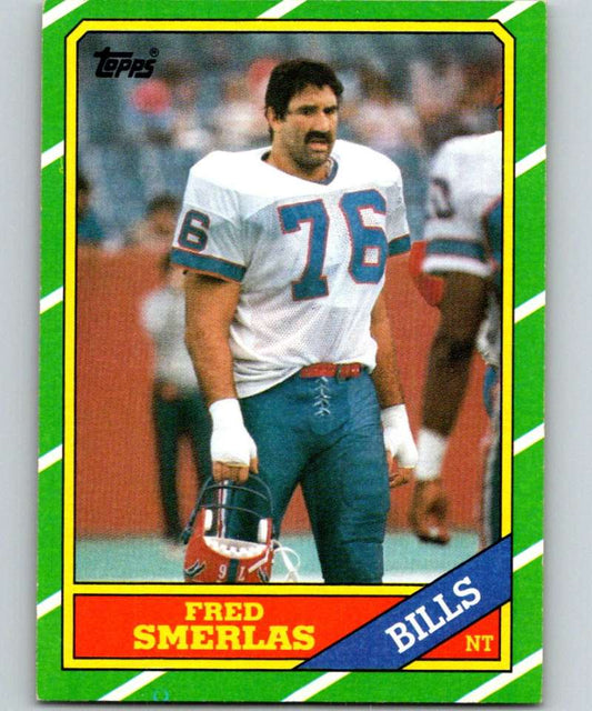 1986 Topps #390 Fred Smerlas Bills NFL Football Image 1