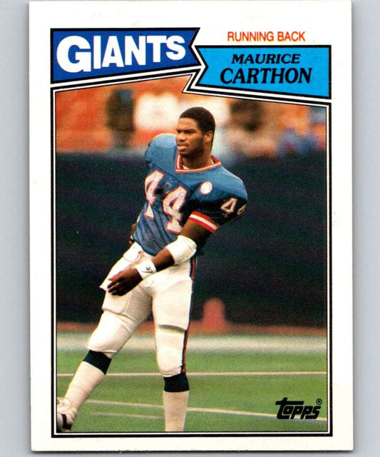 1987 Topps #12 Maurice Carthon RC Rookie NY Giants NFL Football Image 1