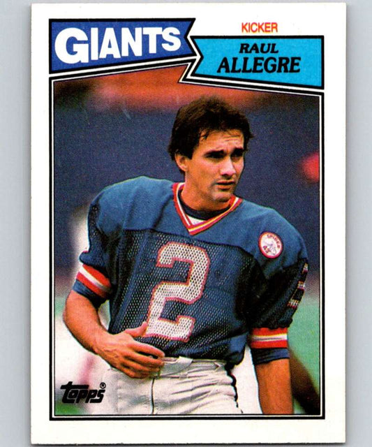 1987 Topps #19 Raul Allegre NY Giants NFL Football Image 1