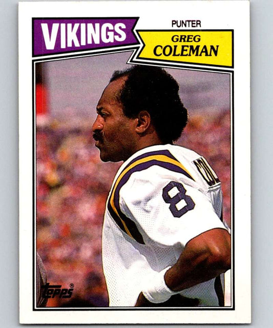 1987 Topps #206 Greg Coleman Vikings NFL Football Image 1