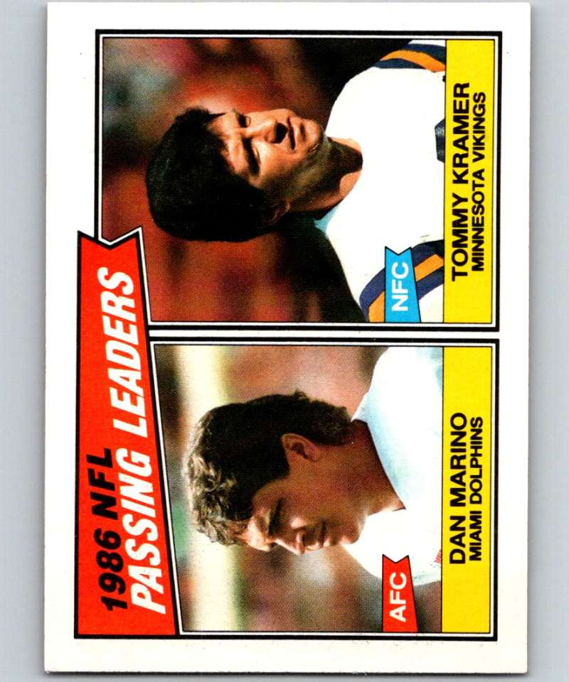 1987 Topps #227 Dan Marino/Tommy Kramer Passing Leaders NFL Football
