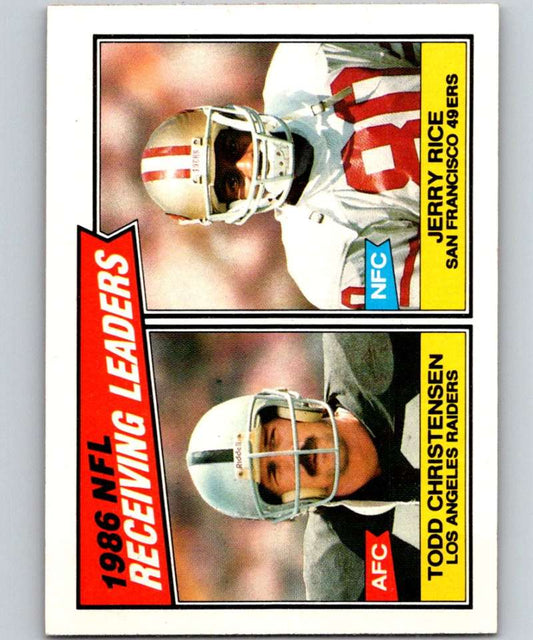 1987 Topps #228 Todd Christensen/Jerry Rice Receiving Leaders NFL Football Image 1