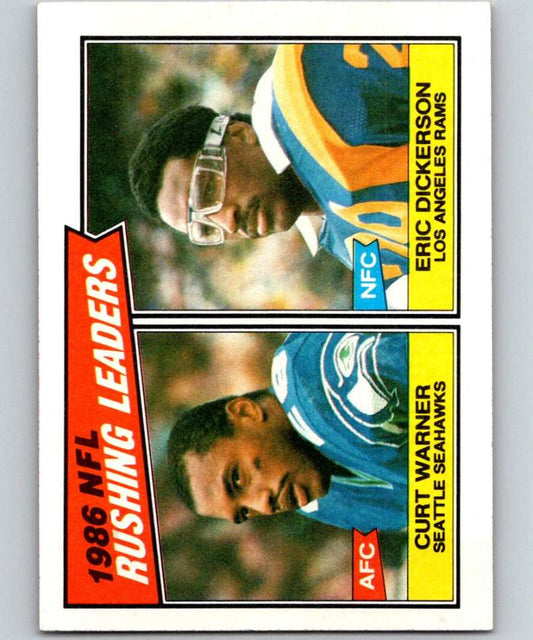 1987 Topps #229 Curt Warner/Eric Dickerson Rushing Leaders NFL Football Image 1