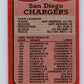 1987 Topps #339 Gary Anderson Chargers TL NFL Football Image 2