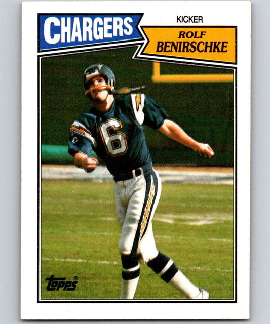1987 Topps #345 Rolf Benirschke Chargers NFL Football Image 1