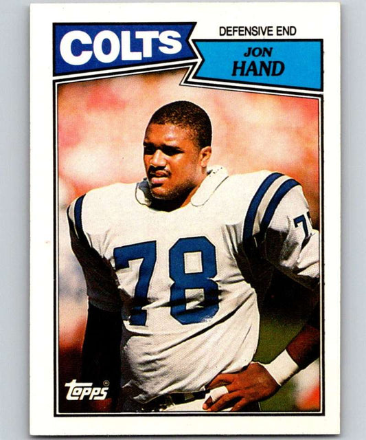 1987 Topps #382 Jon Hand RC Rookie Colts NFL Football Image 1