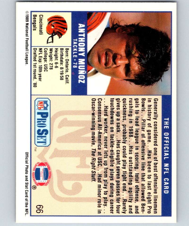 1989 Pro Set #66 Anthony Munoz Bengals NFL Football Image 2
