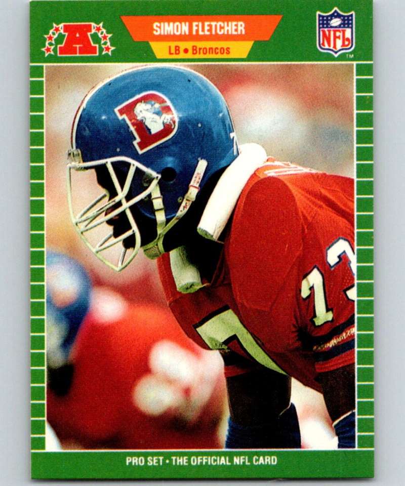 1989 Pro Set #101 Simon Fletcher RC Rookie Broncos NFL Football Image 1
