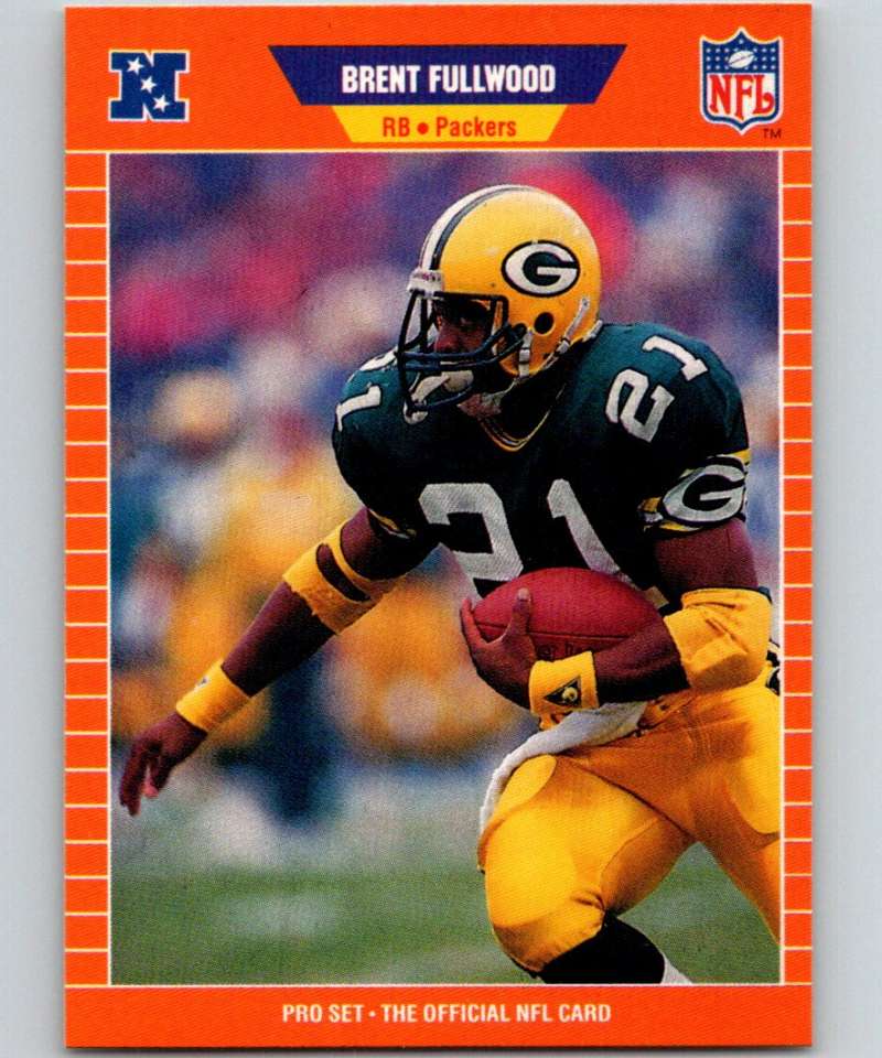 1989 Pro Set #129 Brent Fullwood RC Rookie Packers NFL Football Image 1