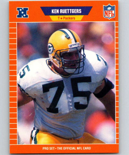 1989 Pro Set #136 Ken Ruettgers RC Rookie Packers NFL Football Image 1