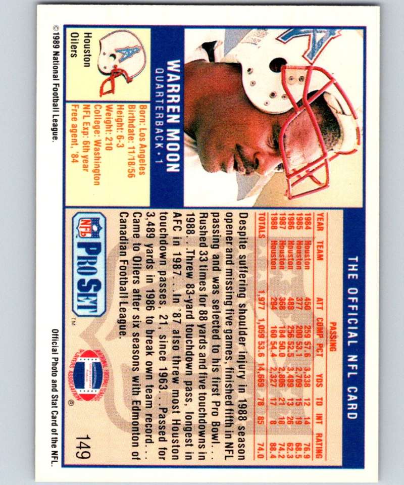 1989 Pro Set #149 Warren Moon Oilers NFL Football